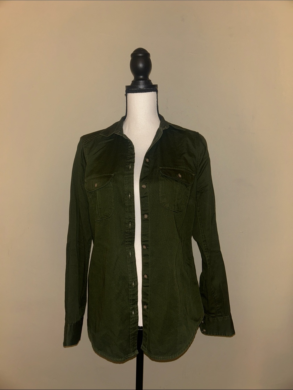 Merona Olive Green Button-Front Women's Shirt
